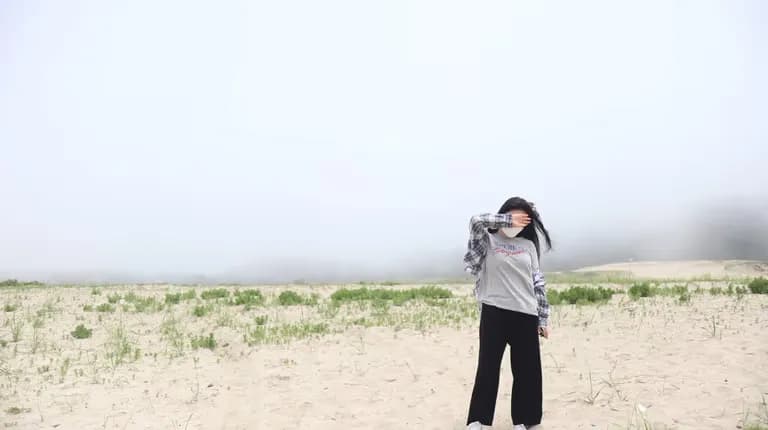 韓国の砂漠、そして海霧 - シンドゥリ海岸砂丘-5