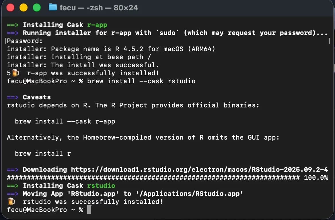 MacBook に R と R Studio をインストールする-2