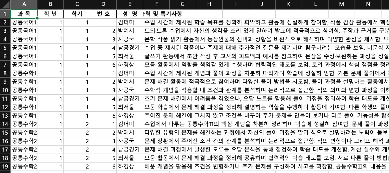 학교 업무 자동화 - AI를 이용한 생활기록부 점검 과목별 세부능력 특기사항편-4